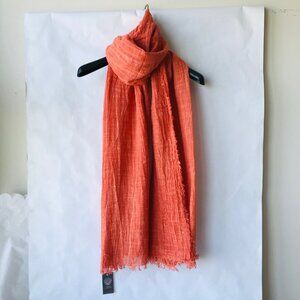 Vince Camuto Orange Scarf Wrap 100% Cotton Wide Fringe
